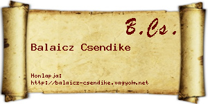 Balaicz Csendike névjegykártya